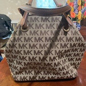 Michael Kors Tan and Brown Monogram Handbag